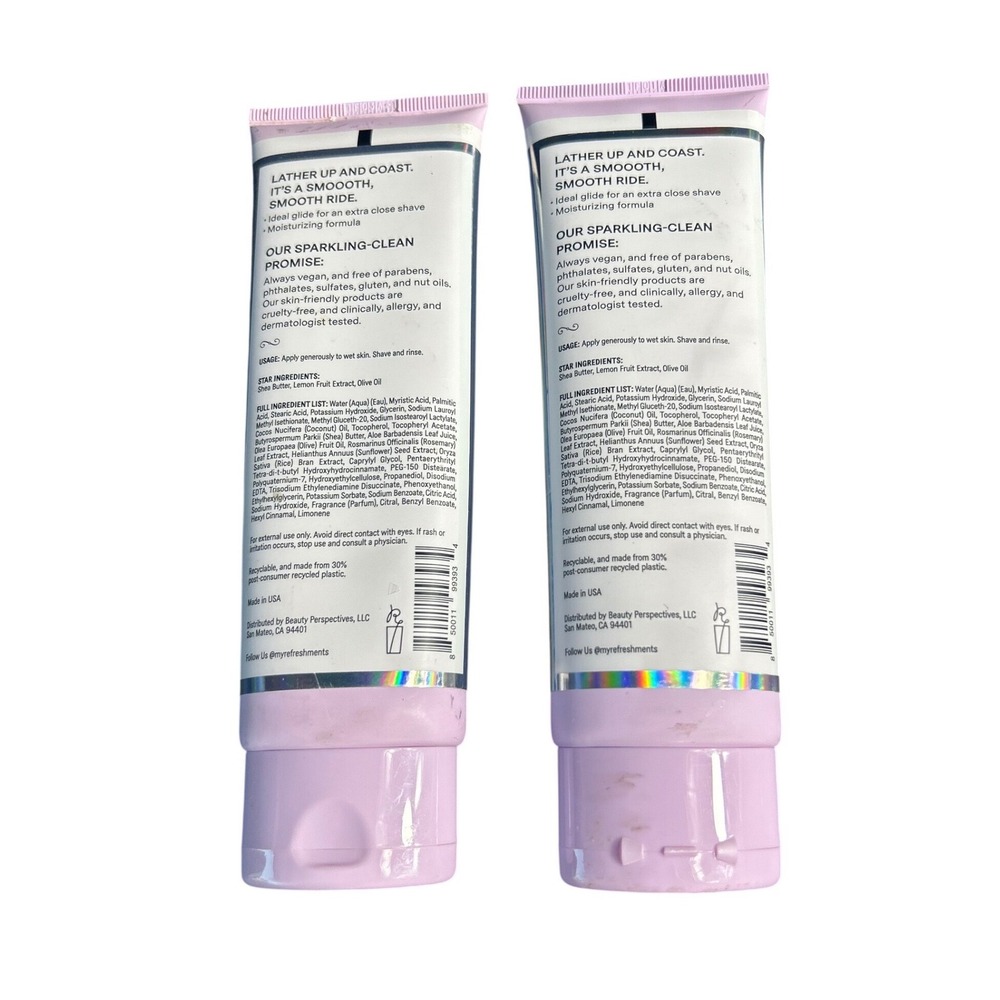 Refreshments Pillowy Shave Cream Citrus Spritz 4.5 oz 2 Vegan Shaving Cream - Picture 2 of 7